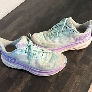 Hoka Clifton 9 Aqua & Purple Running Activewear Sneakers Size 10